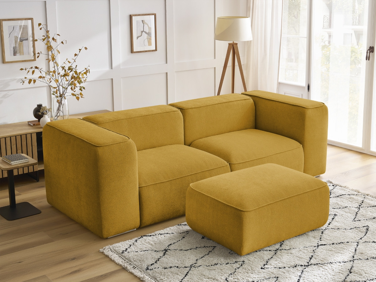 Canapé droit fixe 2 places ZEPHYR avec pouf