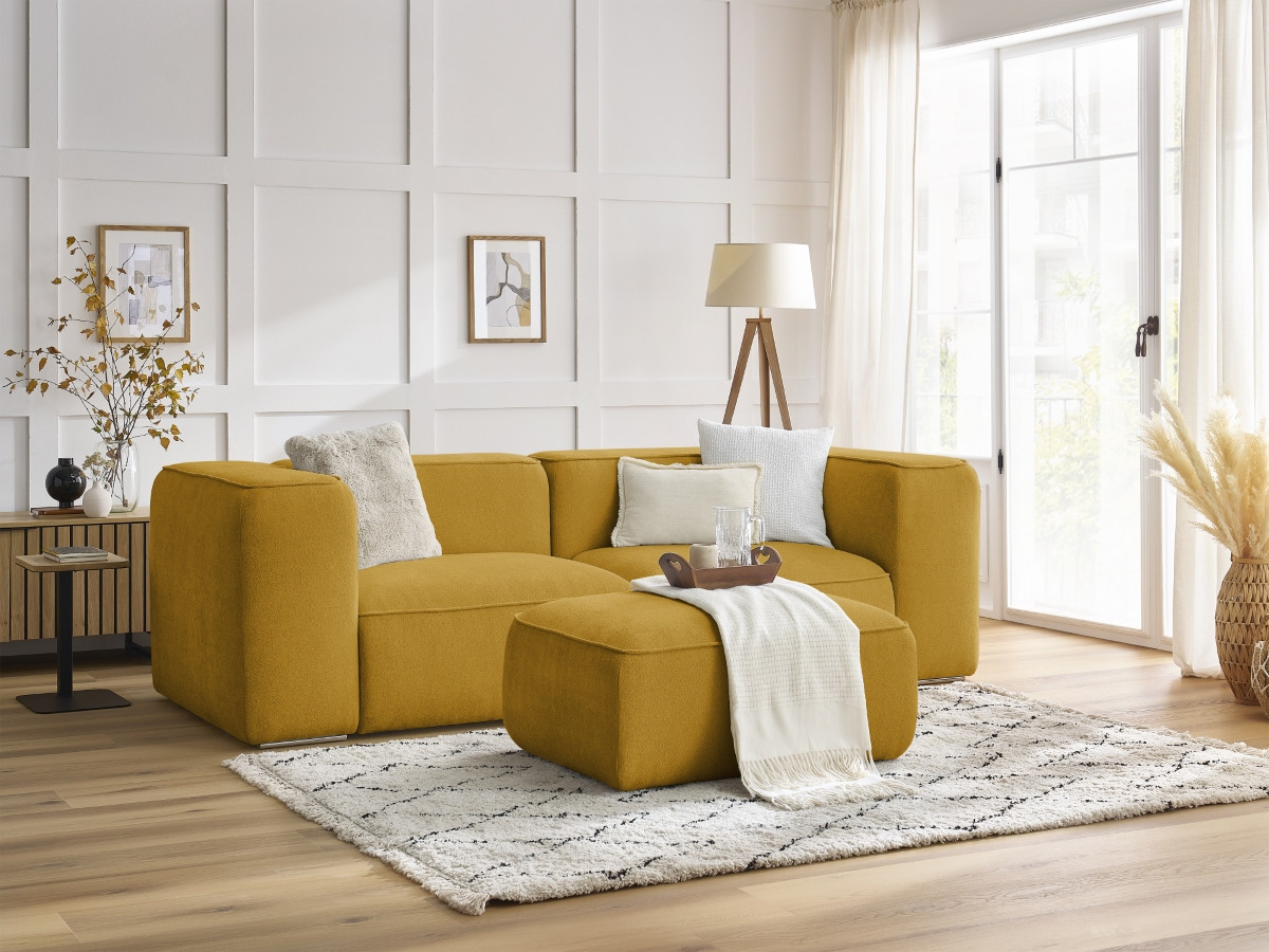 Canapé droit fixe 2 places ZEPHYR avec pouf