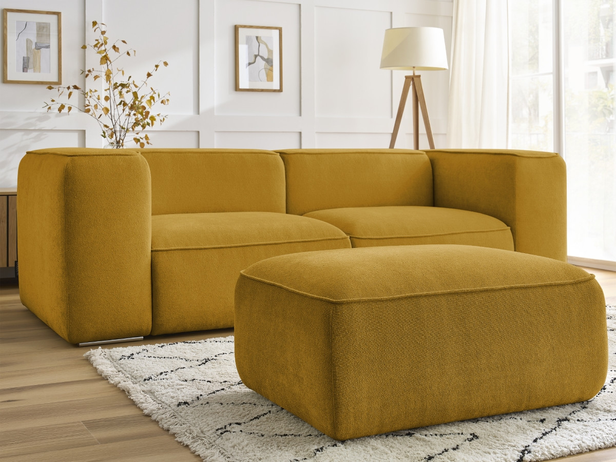 Canapé droit fixe 2 places ZEPHYR avec pouf