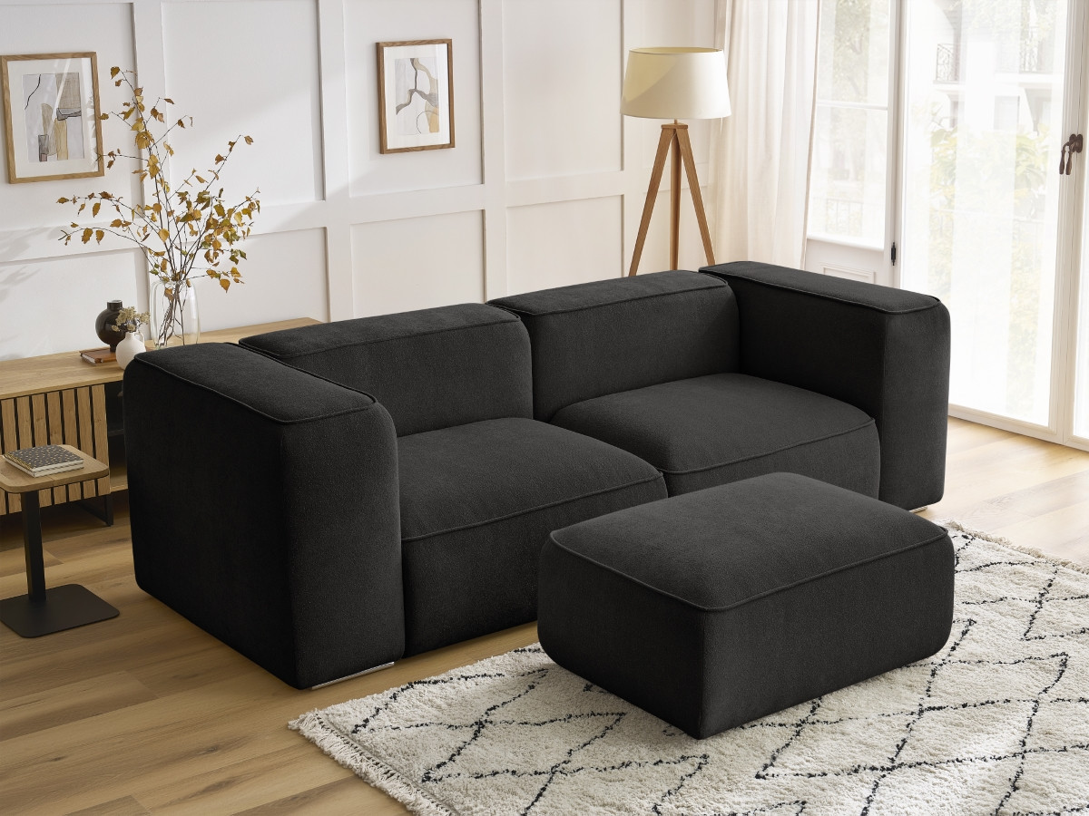 Canapé droit fixe 2 places ZEPHYR avec pouf