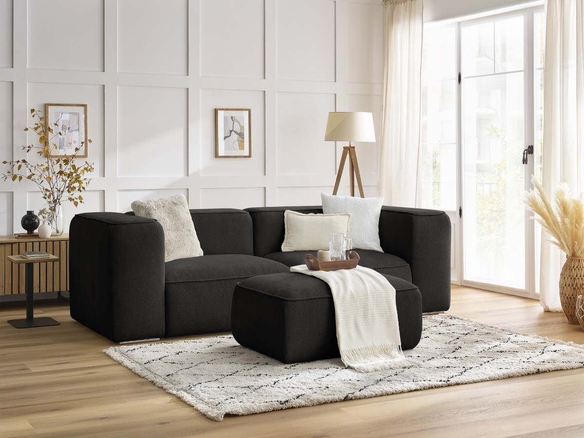 Canapé droit fixe 2 places ZEPHYR avec pouf