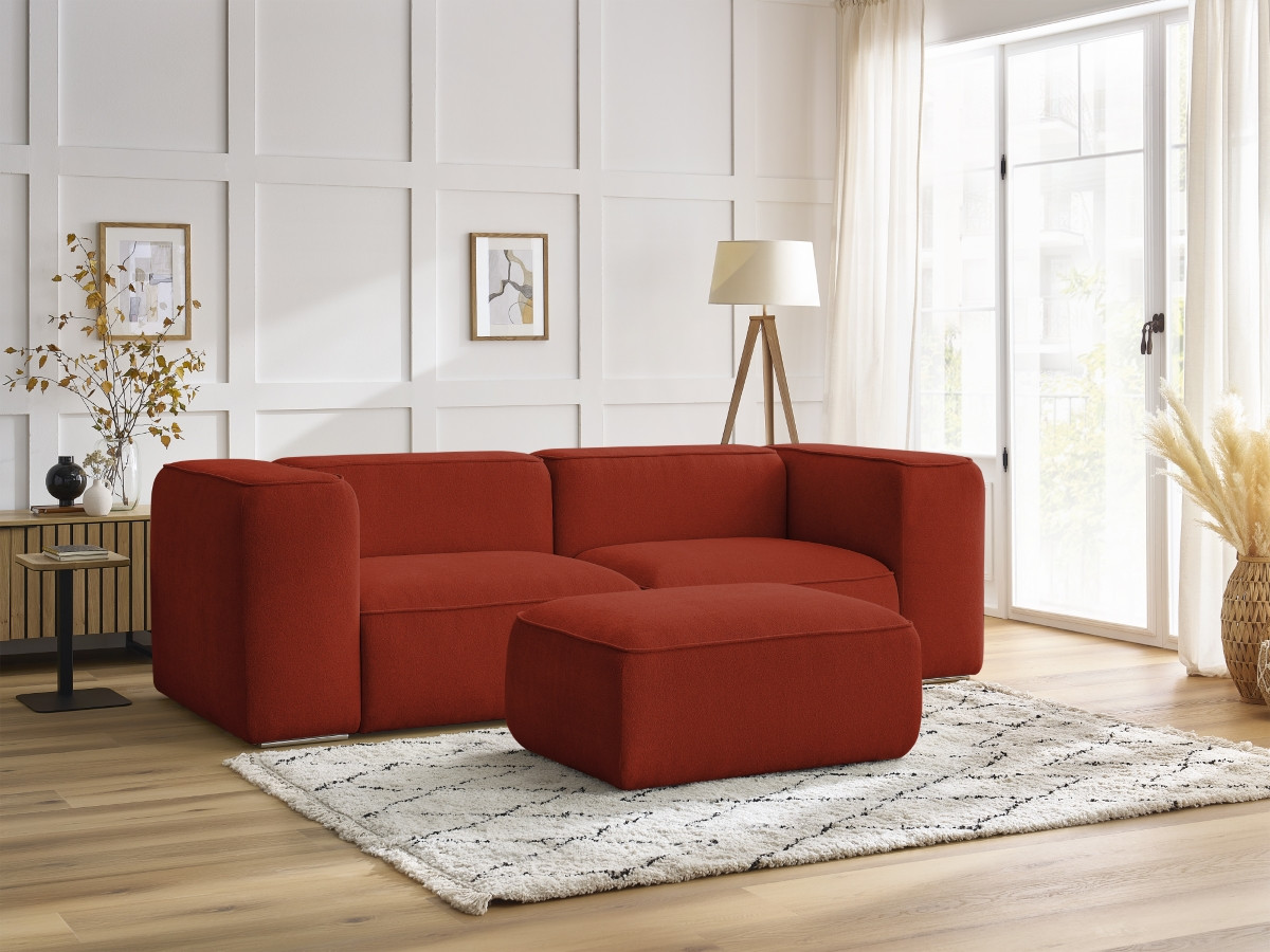 Canapé droit fixe 2 places ZEPHYR avec pouf