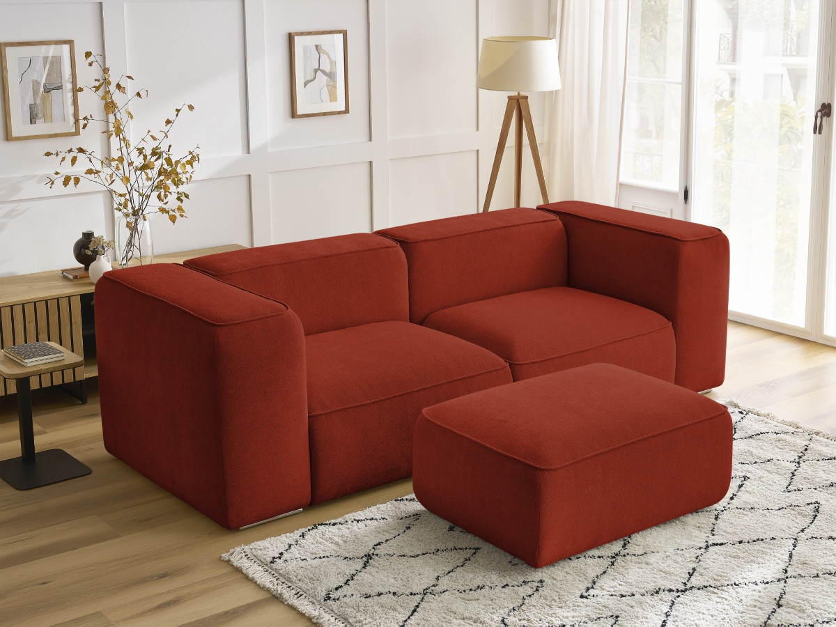 Canapé droit fixe 2 places ZEPHYR avec pouf