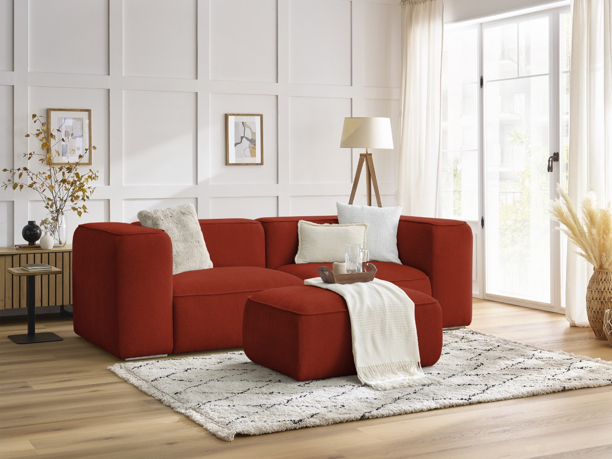 Canapé droit fixe 2 places ZEPHYR avec pouf