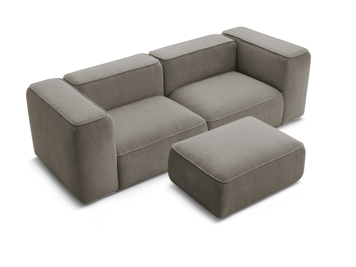 Canapé droit fixe 2 places ZEPHYR avec pouf