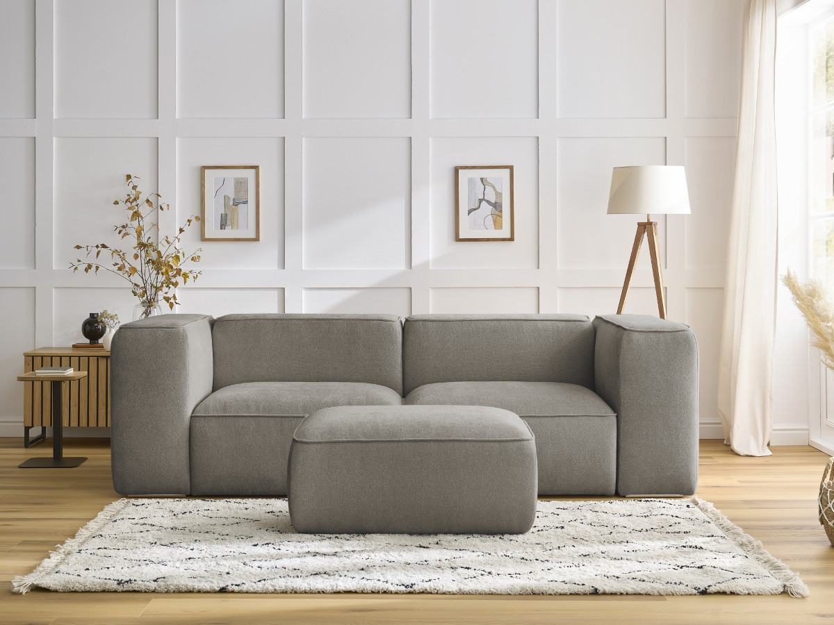 Canapé droit 2 places ZEPHYR avec pouf taupe — vue 5