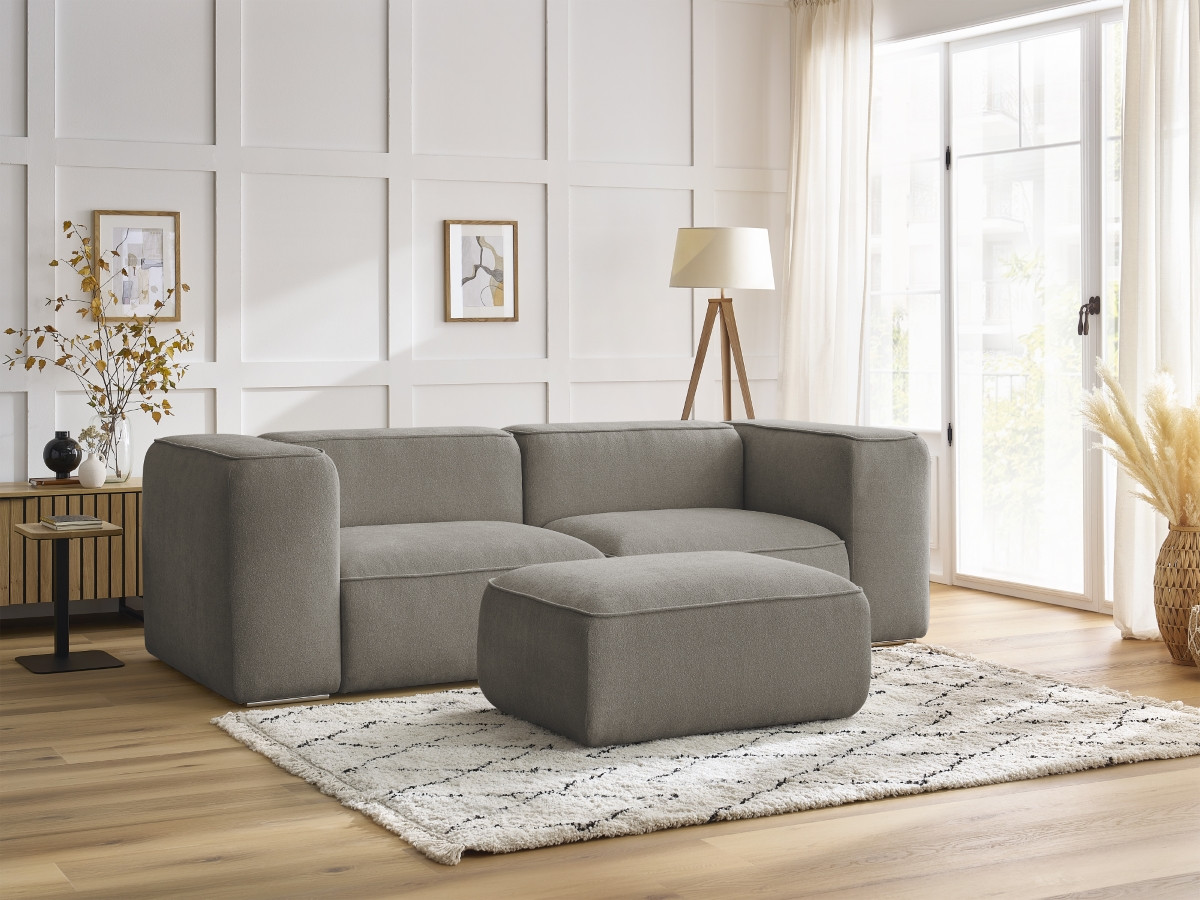 Canapé droit fixe 2 places ZEPHYR avec pouf