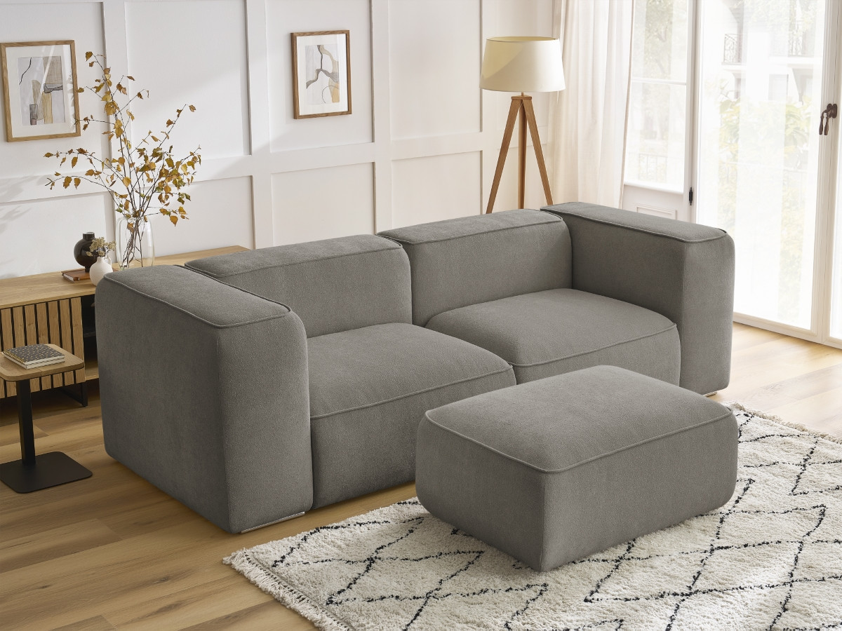 Canapé droit fixe 2 places ZEPHYR avec pouf