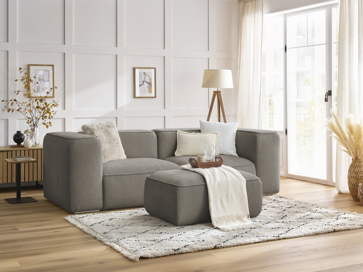 Canapé droit fixe 2 places ZEPHYR avec pouf