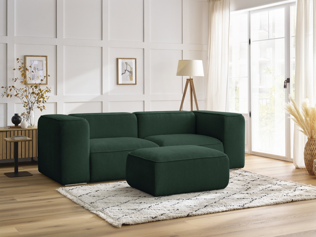 Canapé droit fixe 2 places ZEPHYR avec pouf