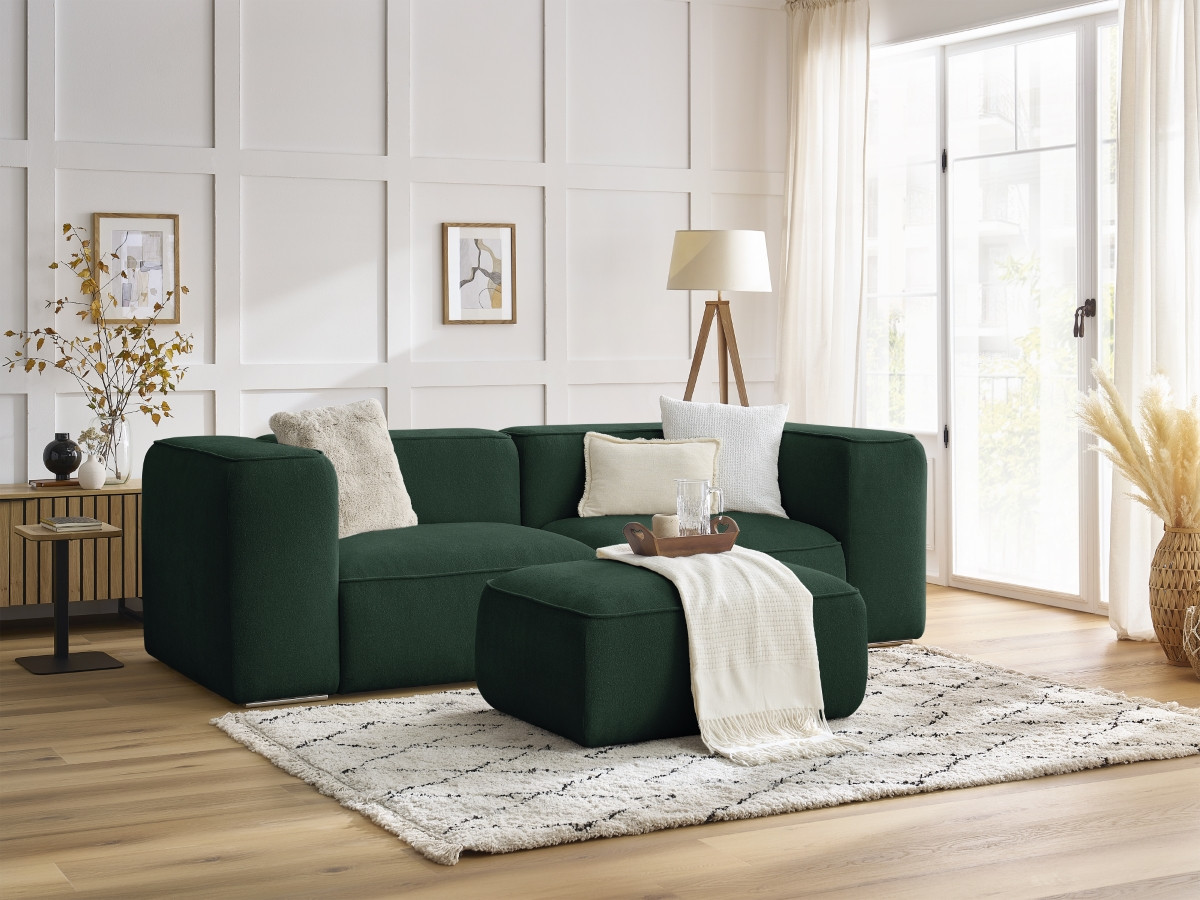 Canapé droit fixe 2 places ZEPHYR avec pouf