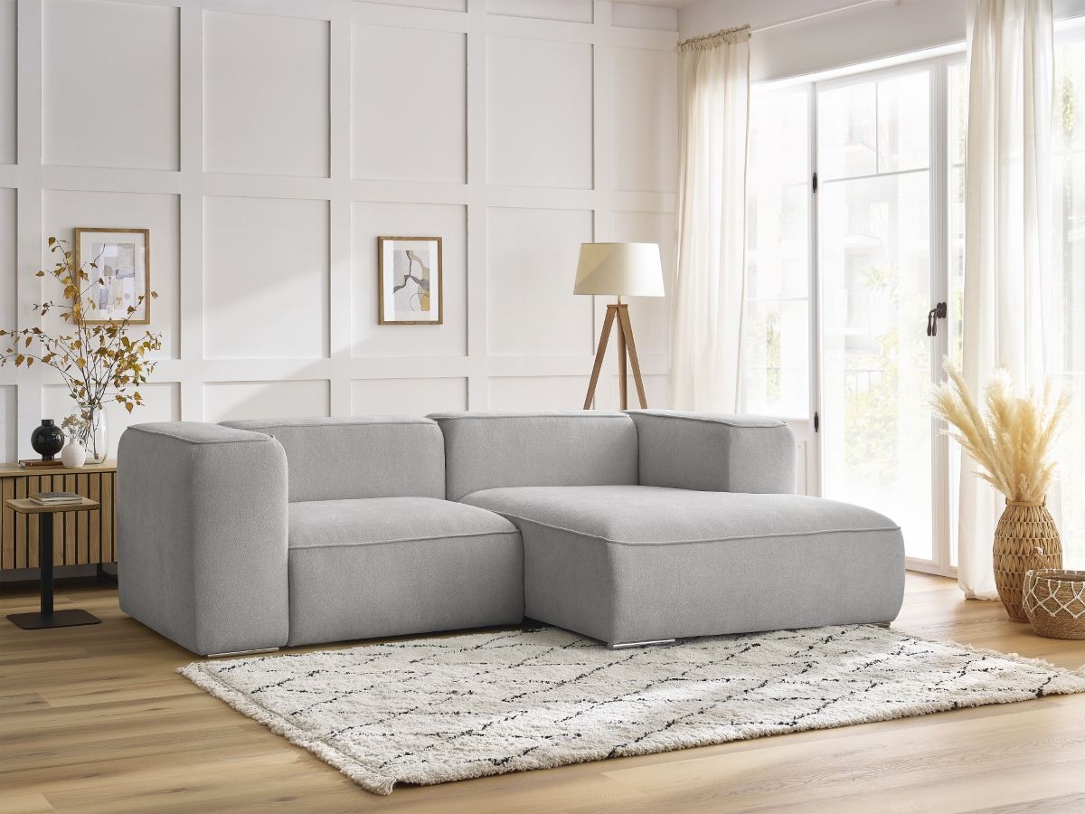 Canapé d'angle fixe compact ZEPHYR gris clair  angle droit BOBOCHIC 3 places - Vue supplémentaire 3