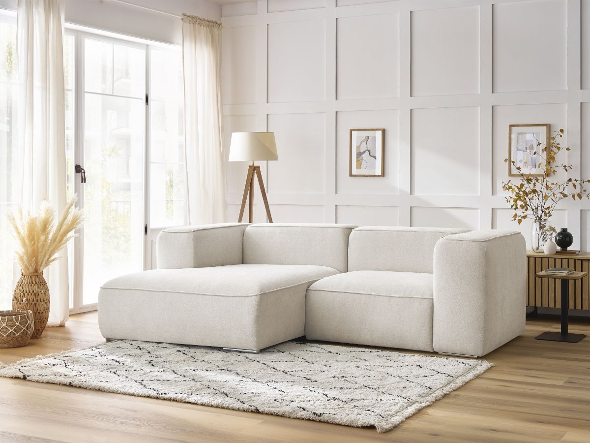 Canapé d'angle fixe compact ZEPHYR blanc angle gauche BOBOCHIC 3 places - Vue supplémentaire 3