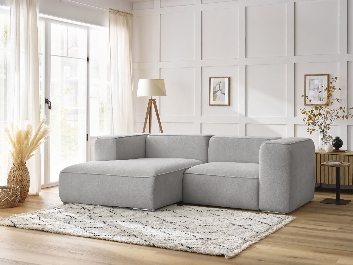 Canapé d'angle fixe compact ZEPHYR gris clair angle gauche BOBOCHIC 3 places - Vue supplémentaire 3