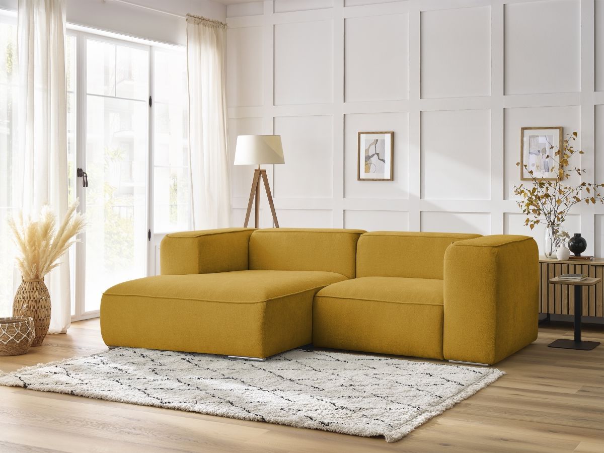 Canapé d'angle fixe compact ZEPHYR jaune angle gauche BOBOCHIC 3 places - Vue supplémentaire 3