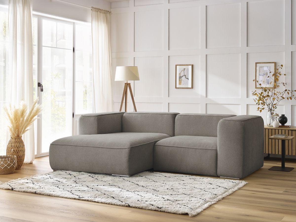 Canapé d'angle fixe compact ZEPHYR taupe angle gauche BOBOCHIC 3 places - Vue supplémentaire 3