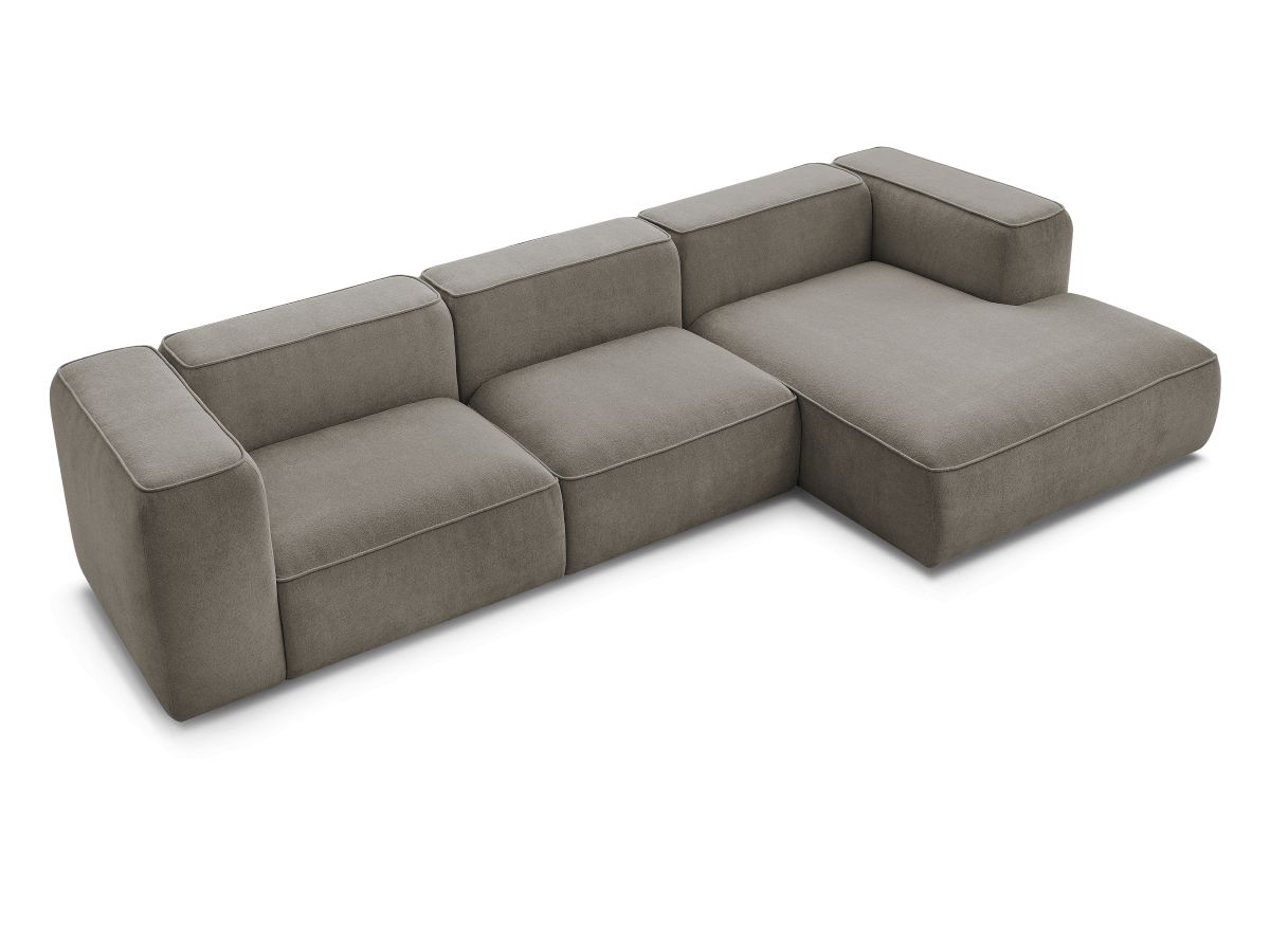 Canapé d'angle fixe EVEREST tissu chiné - Orange - Angle droit - 10 coussins