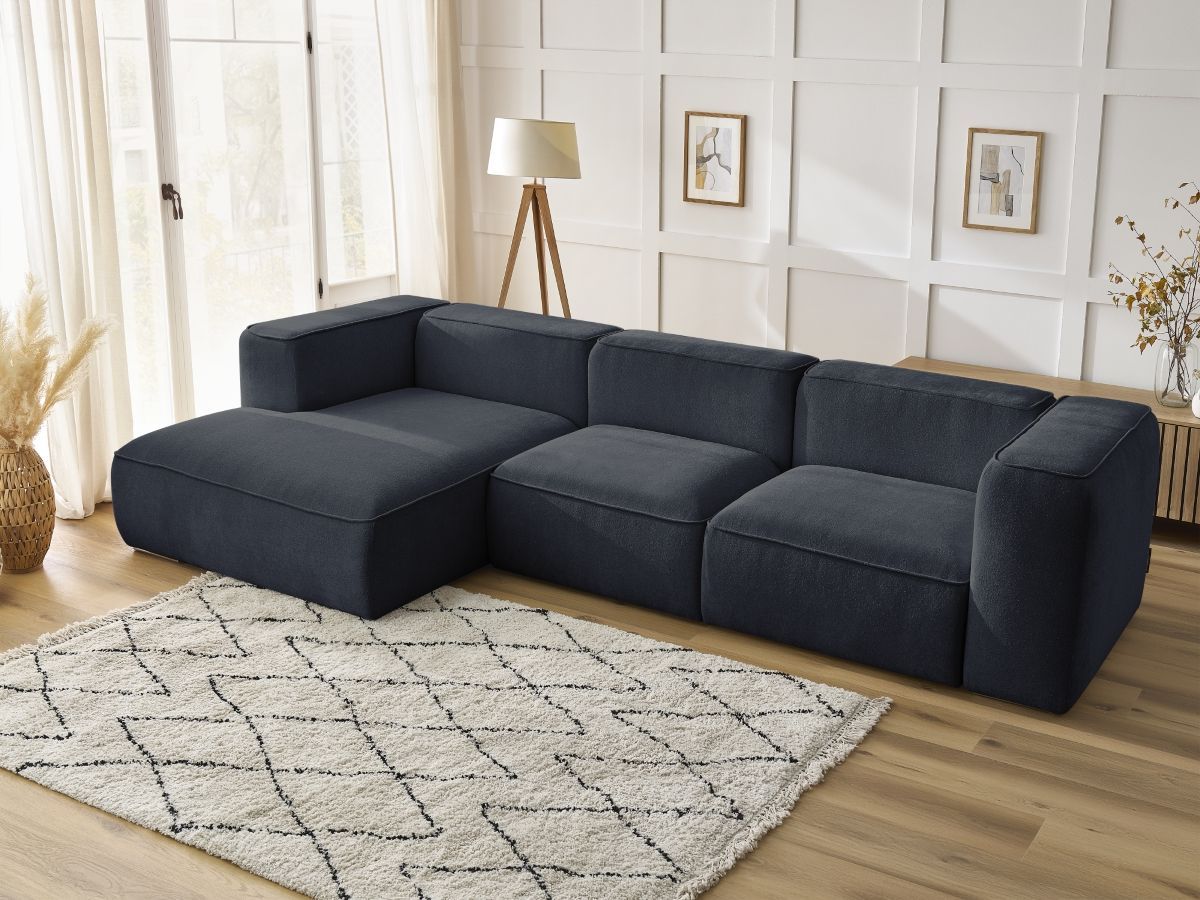 Canapé d'angle fixe ZEPHYR bleu foncé angle gauche BOBOCHIC 4 places - Vue supplémentaire 3