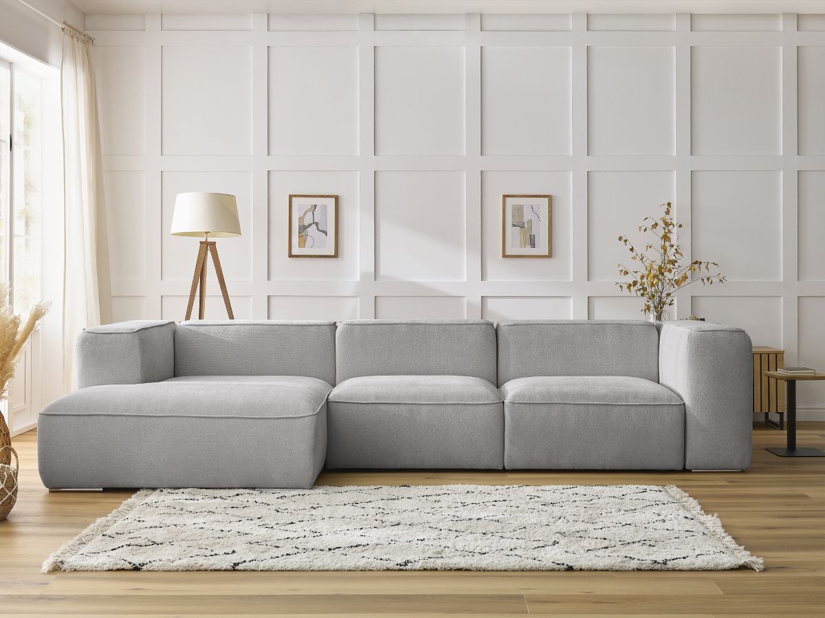 Canapé d'angle fixe ZEPHYR gris clair angle gauche BOBOCHIC 4 places - Vue supplémentaire 2