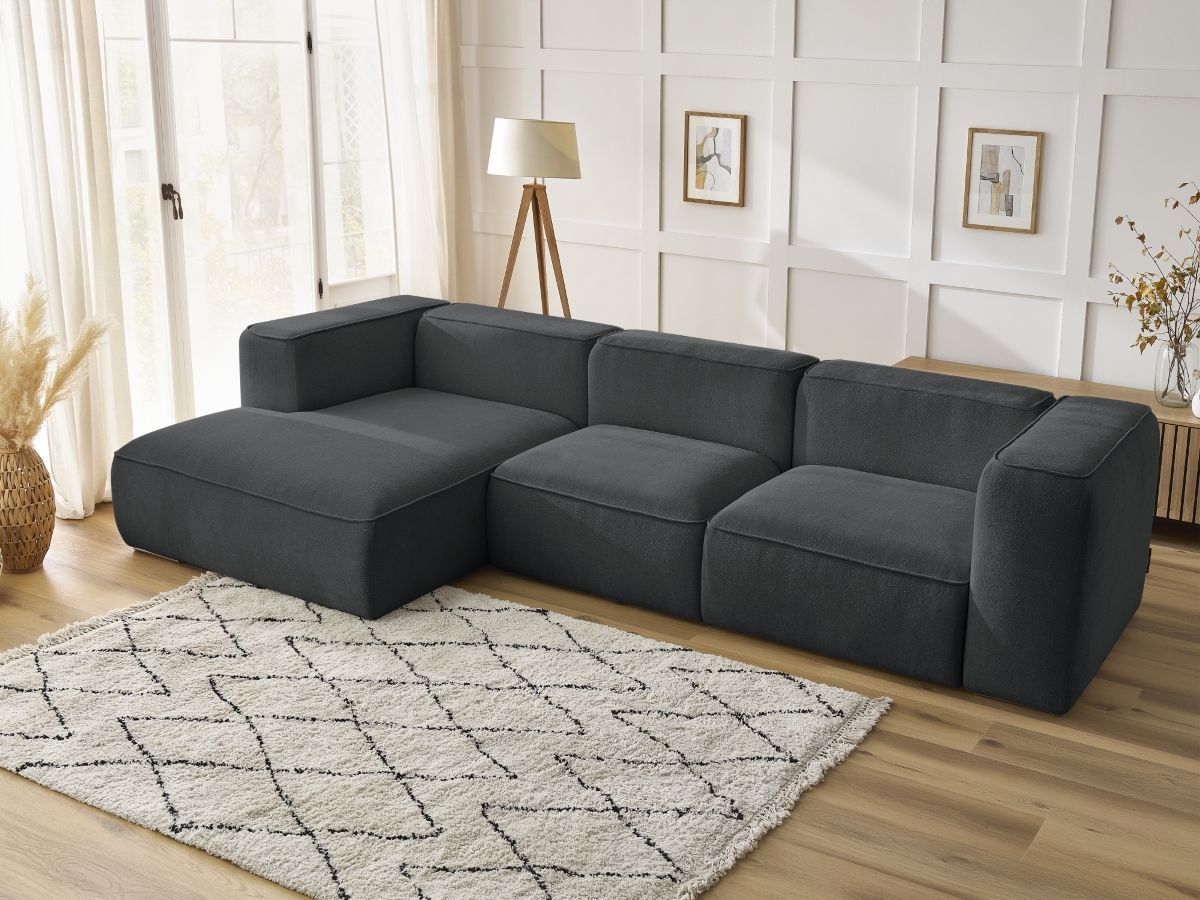 Canapé d'angle fixe ZEPHYR gris foncé angle gauche BOBOCHIC 4 places - Vue supplémentaire 3