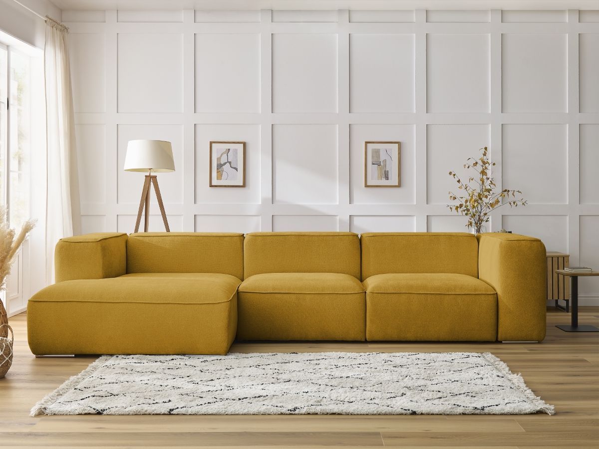 Canapé d'angle fixe ZEPHYR jaune angle gauche BOBOCHIC 4 places - Vue supplémentaire 2