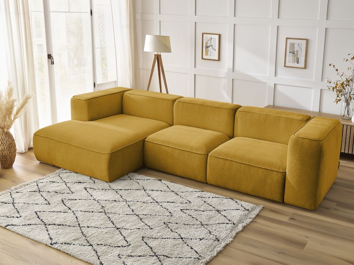 Canapé d'angle fixe ZEPHYR jaune angle gauche BOBOCHIC 4 places - Vue supplémentaire 3