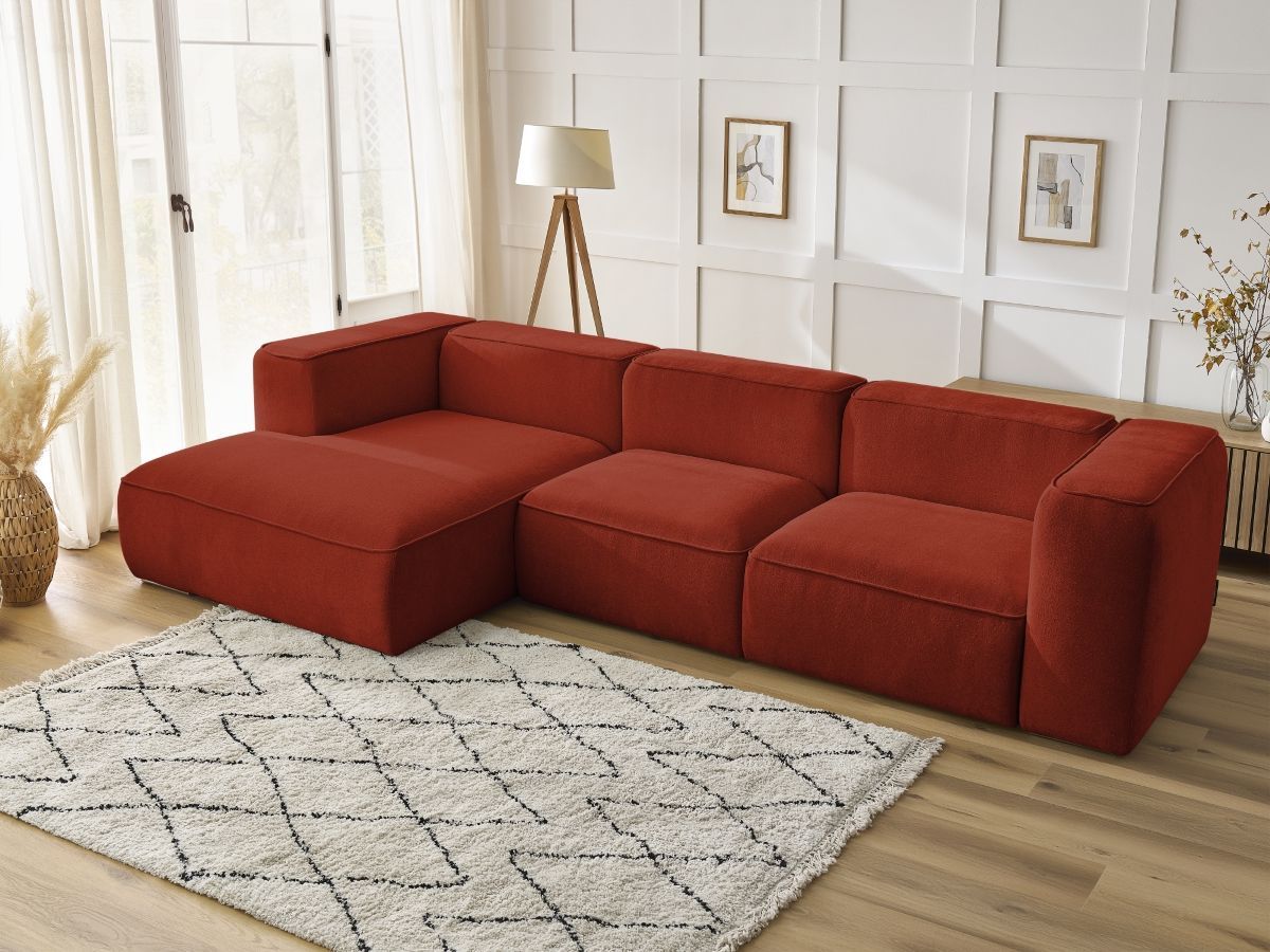 Canapé d'angle fixe ZEPHYR orange angle gauche BOBOCHIC 4 places - Vue supplémentaire 3