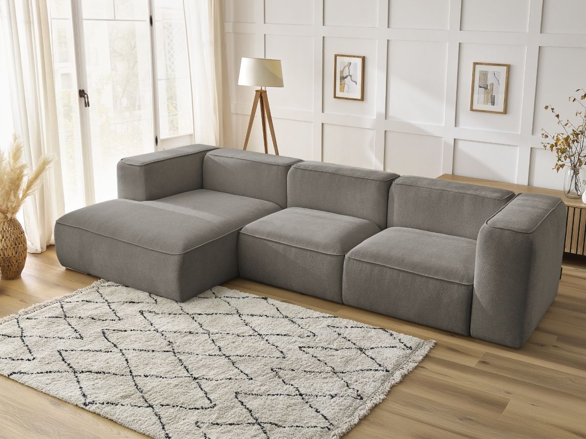 Canapé d'angle fixe ZEPHYR taupe angle gauche BOBOCHIC 4 places - Vue supplémentaire 3