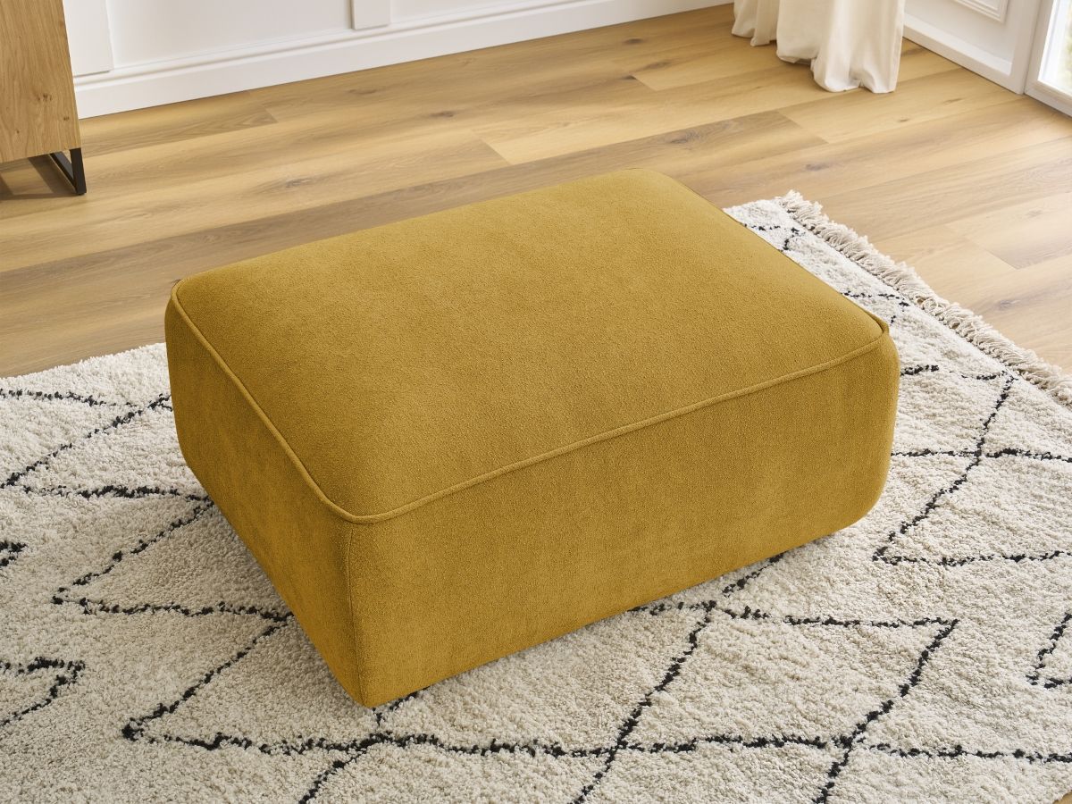 Canapé d'angle fixe EVEREST tissu chiné - Orange - Angle droit - 10 coussins