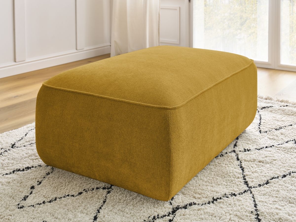 Canapé d'angle fixe EVEREST tissu chiné - Orange - Angle droit - 10 coussins
