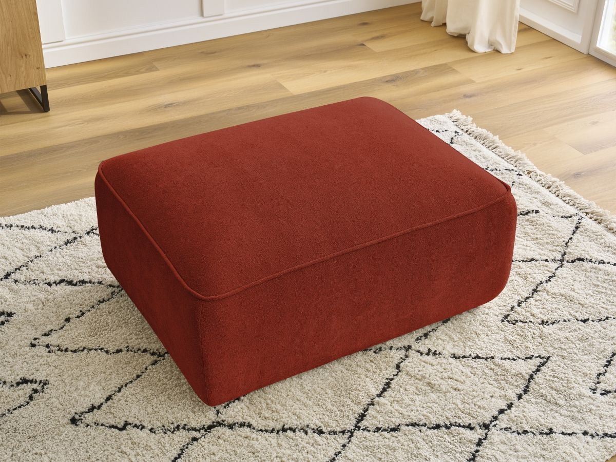 Canapé d'angle fixe EVEREST tissu chiné - Orange - Angle droit - 10 coussins