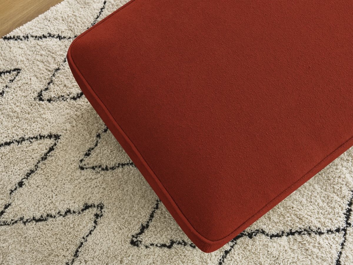 Canapé d'angle fixe EVEREST tissu chiné - Orange - Angle droit - 10 coussins