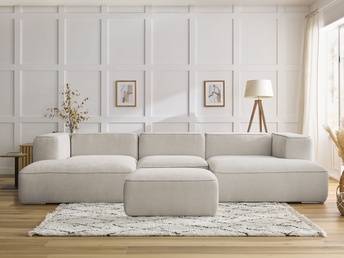 Canapé panoramique ZEPHYR avec pouf beige — vue 5
