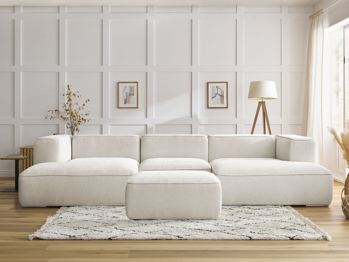 Canapé panoramique ZEPHYR avec pouf blanc — vue 5