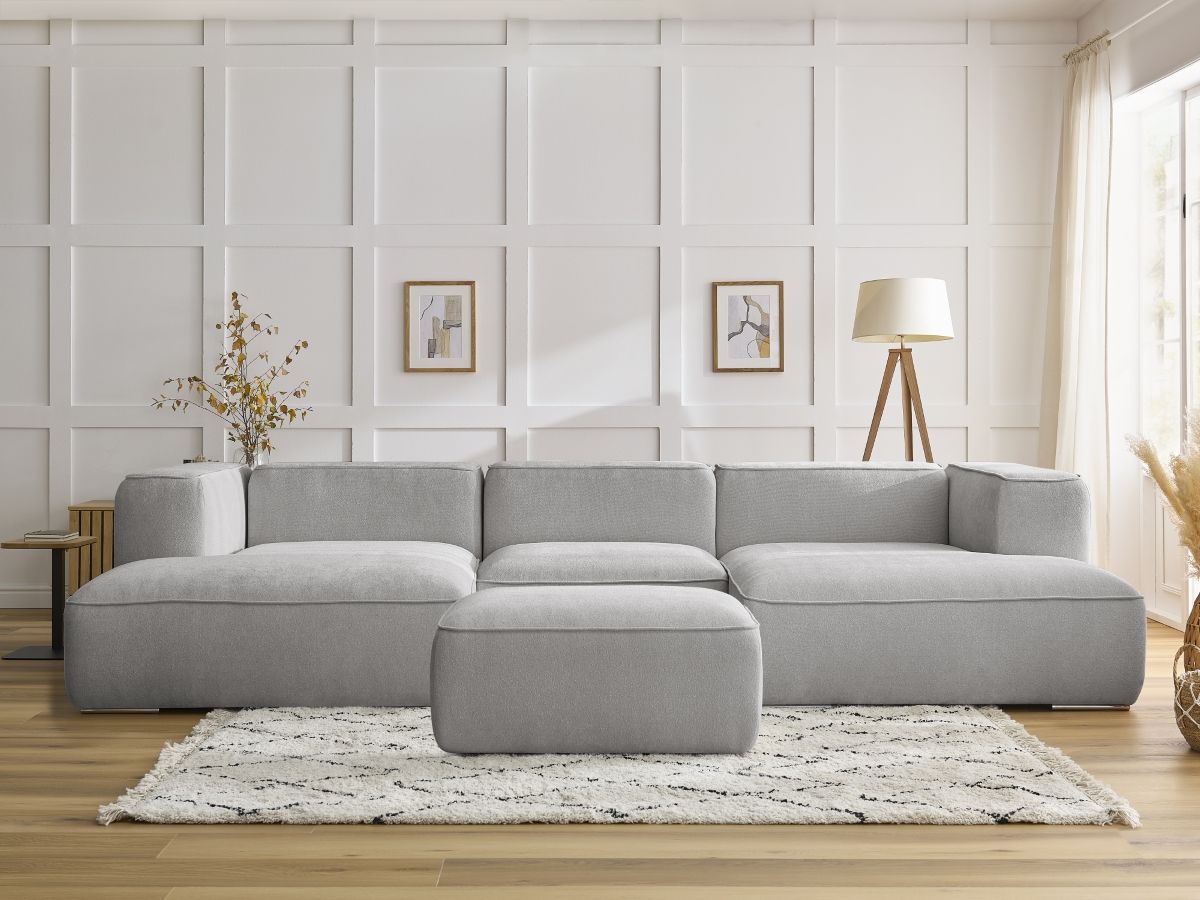 Canapé panoramique ZEPHYR avec pouf gris clair — vue 5