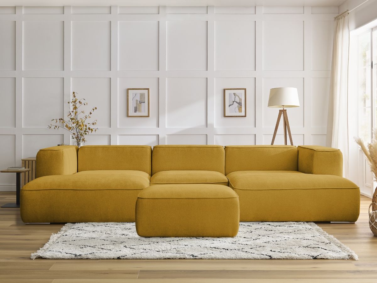 Canapé panoramique ZEPHYR avec pouf jaune — vue 5