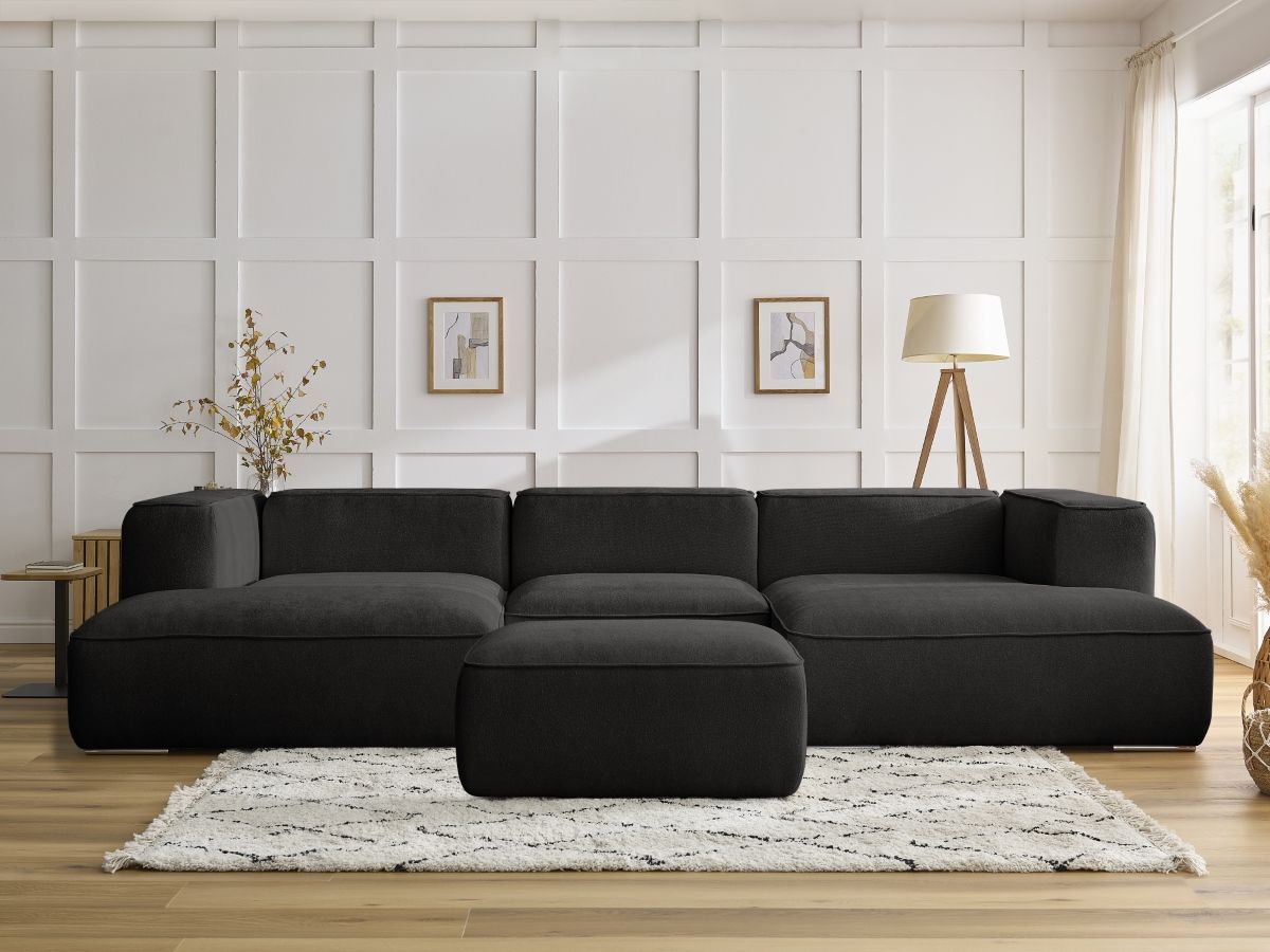 Canapé panoramique ZEPHYR avec pouf noir — vue 5
