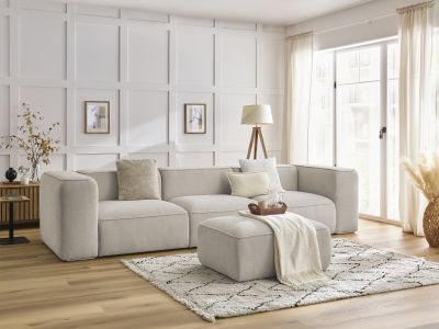 Canapé droit fixe 3 places ZEPHYR avec pouf