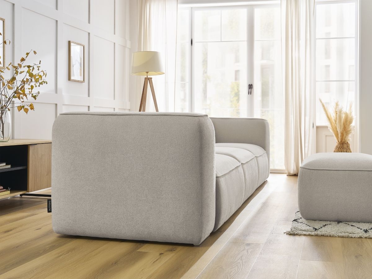 Canapé droit fixe 3 places ZEPHYR avec pouf