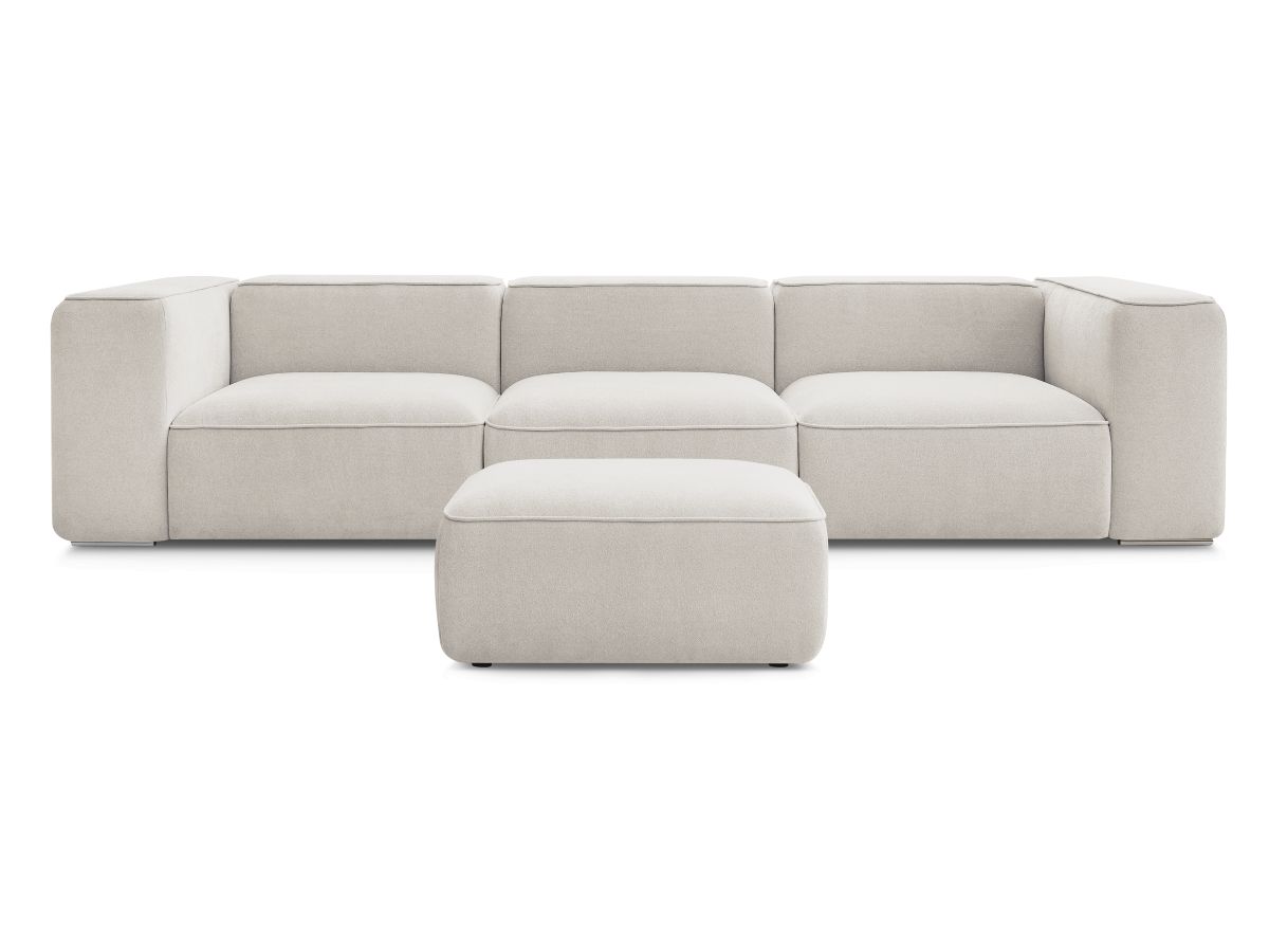Canapé droit fixe 3 places ZEPHYR avec pouf