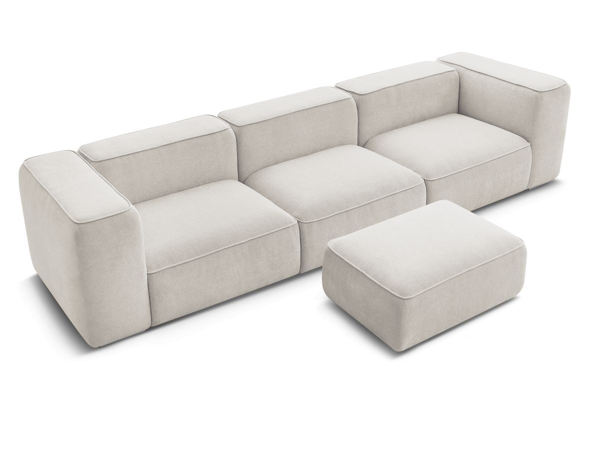 Canapé droit fixe 3 places ZEPHYR avec pouf