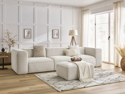 Canapé droit fixe 3 places ZEPHYR avec pouf