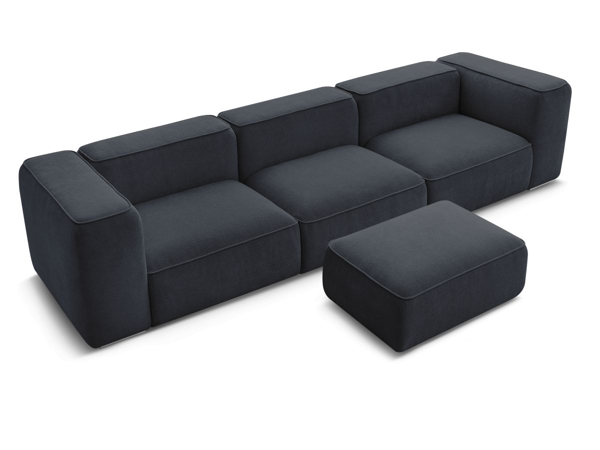 Canapé droit fixe 3 places ZEPHYR avec pouf