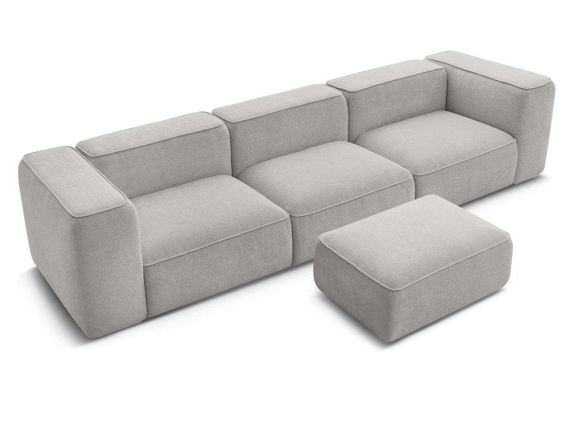 Canapé droit fixe 3 places ZEPHYR avec pouf