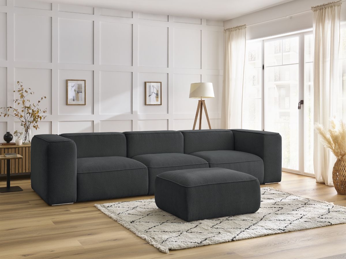 Canapé droit fixe 3 places ZEPHYR avec pouf