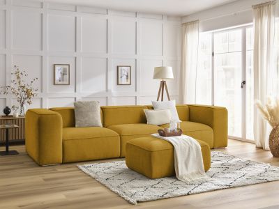 Canapé droit fixe 3 places ZEPHYR avec pouf
