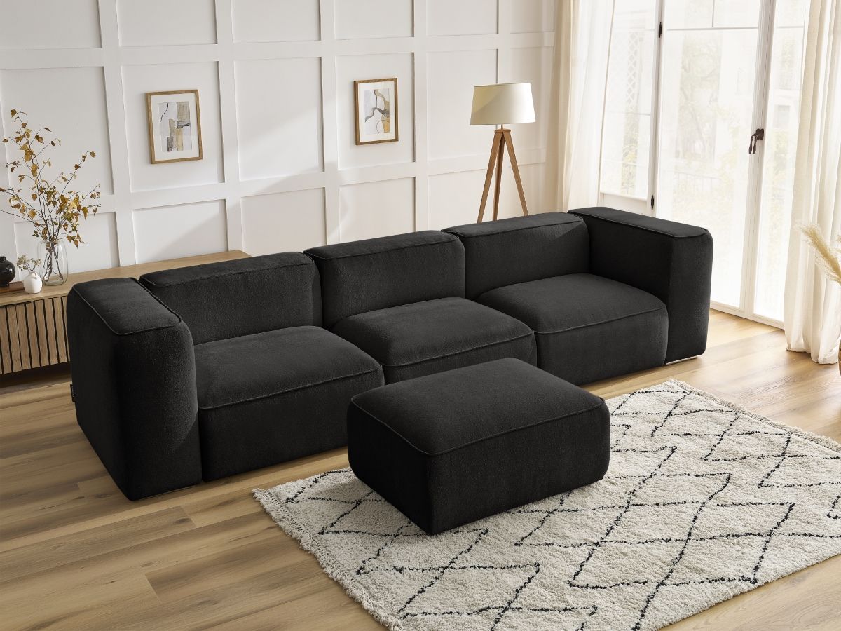Canapé droit fixe 3 places ZEPHYR avec pouf