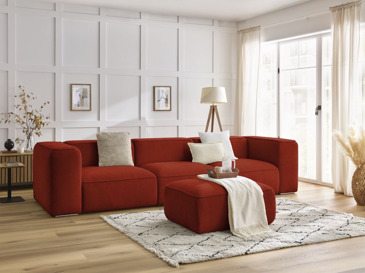 Canapé droit fixe 3 places ZEPHYR avec pouf