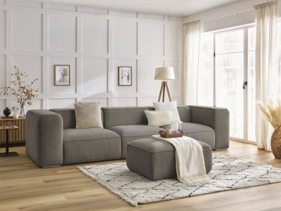 Canapé droit fixe 3 places ZEPHYR avec pouf