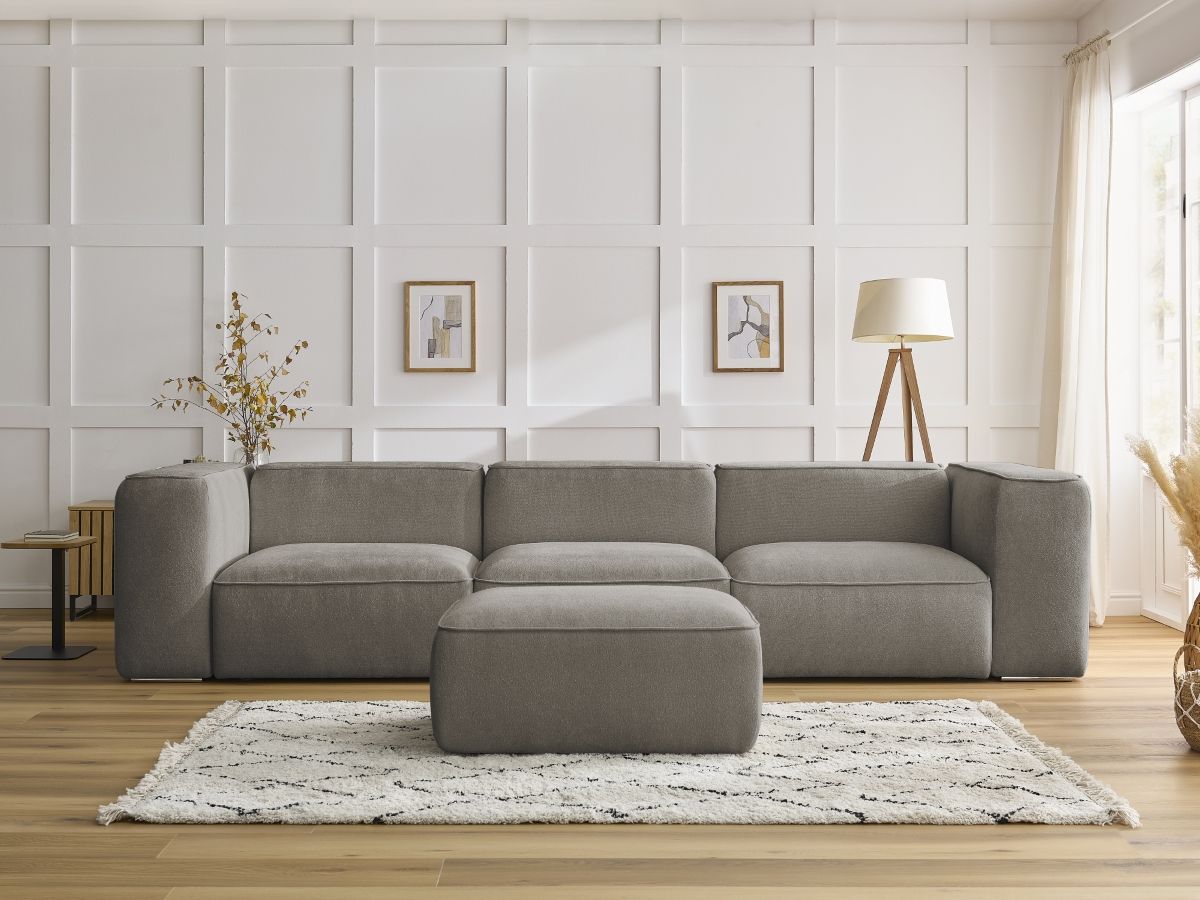 Canapé droit 3 places ZEPHYR avec pouf taupe — vue 5